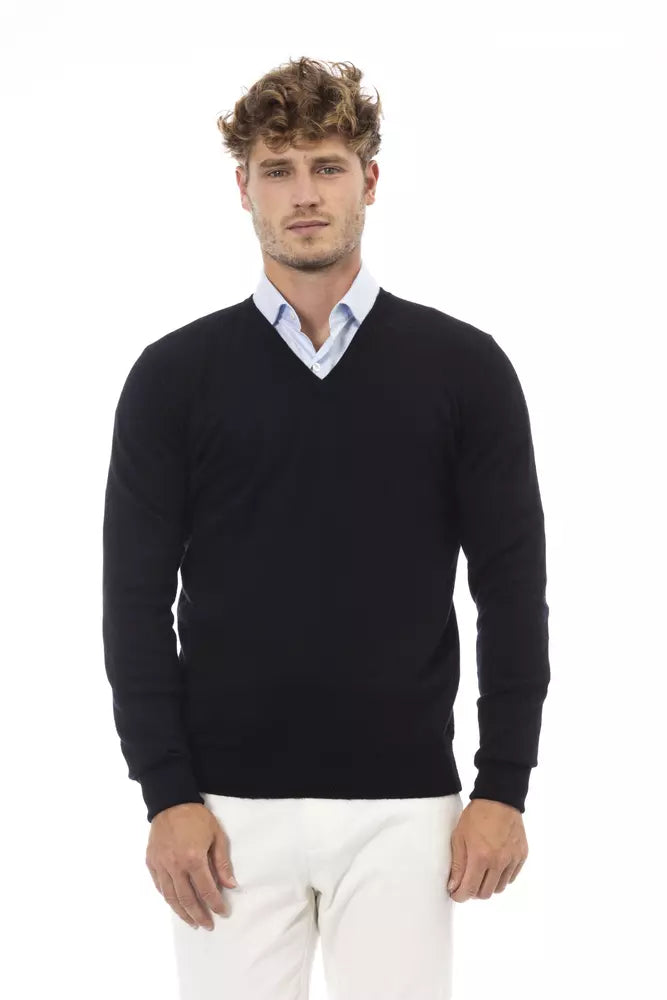 Alpha Studio Black Wool Men's Sweater