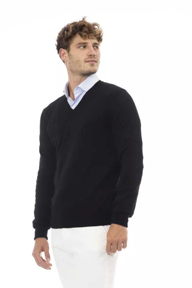 Alpha Studio Black Wool Men's Sweater