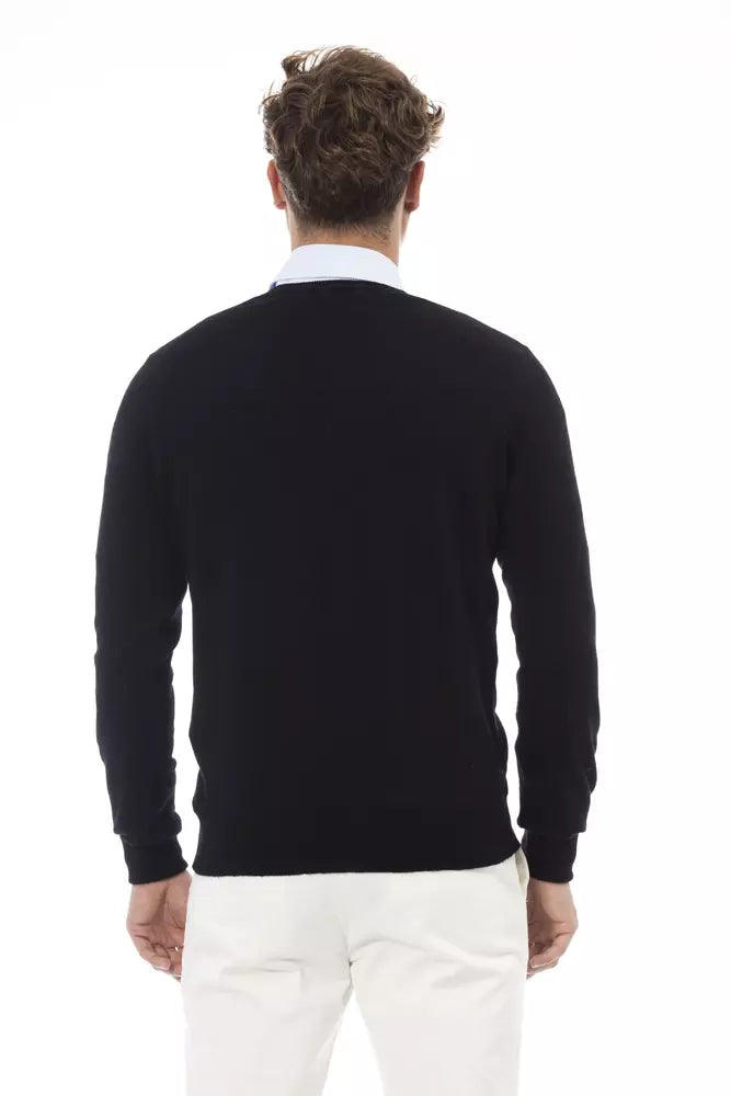 Alpha Studio Black Wool Men's Sweater