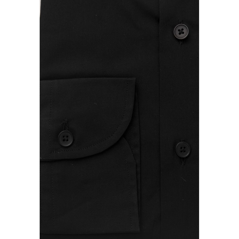 Bagutta Black Cotton Men's Shirt Slim Fit With French Collar