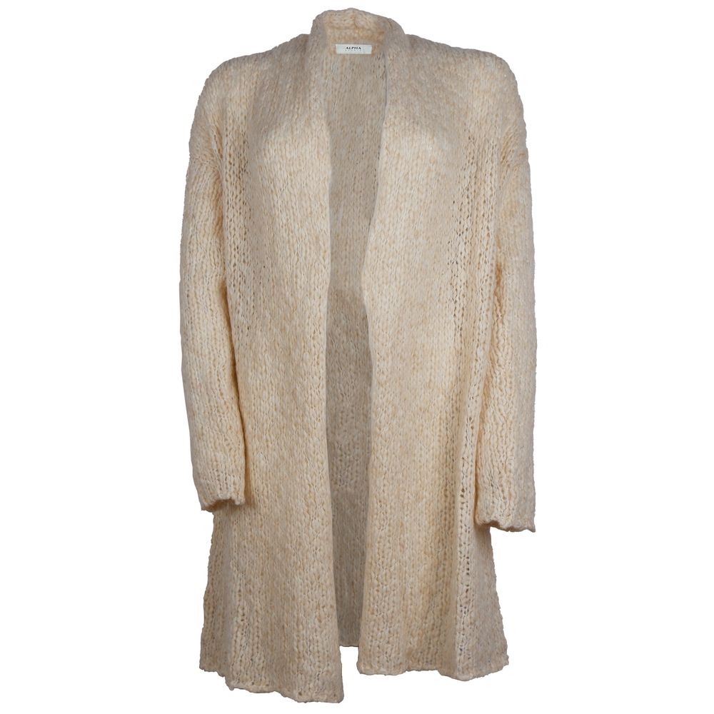 Alpha Studio Beige Alpaca Wool Women Dress