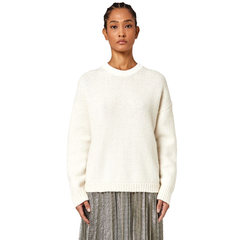 Alpha Studio White Recycled Wool Women Sweater