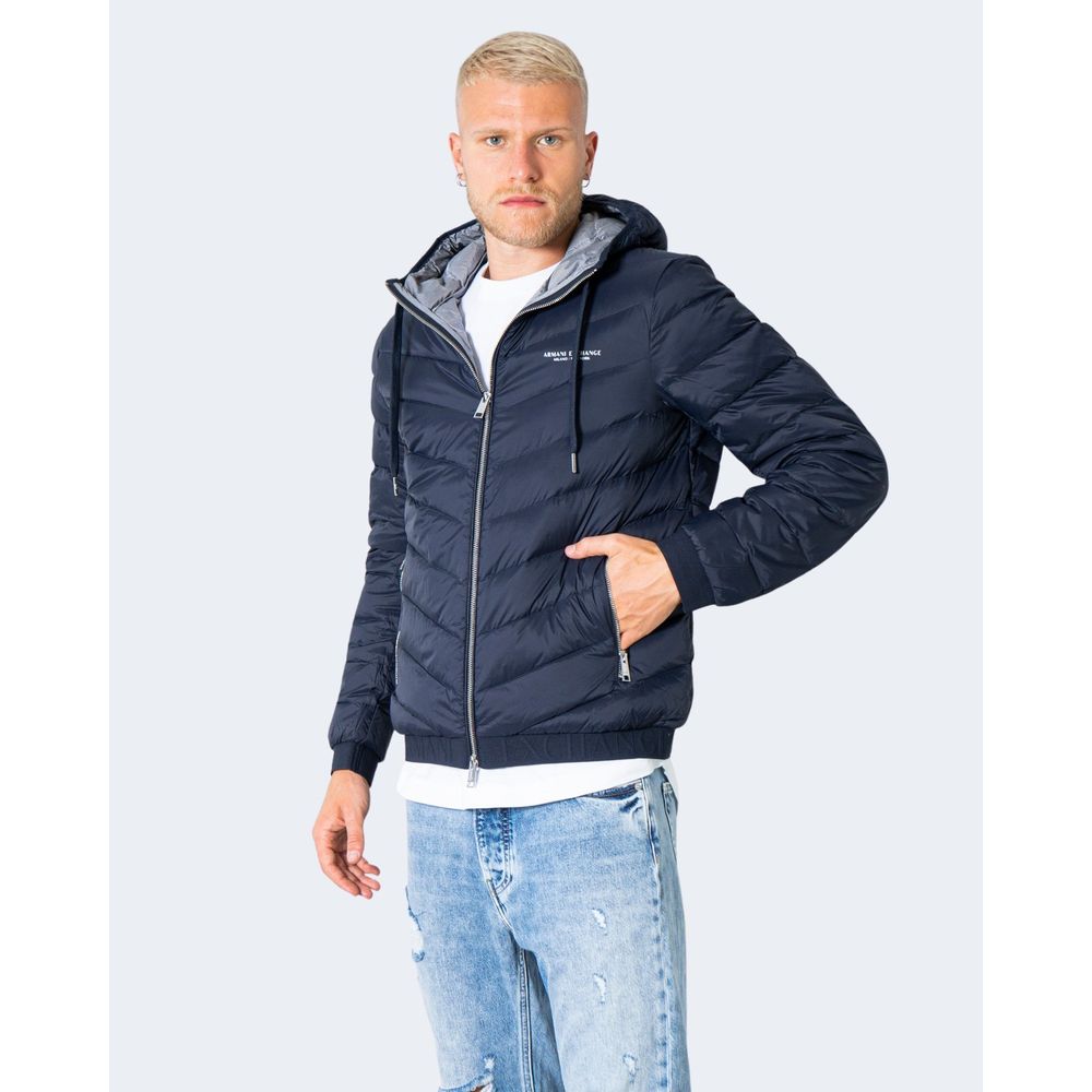 Armani Exchange Blue Polyester Jackets & Coat