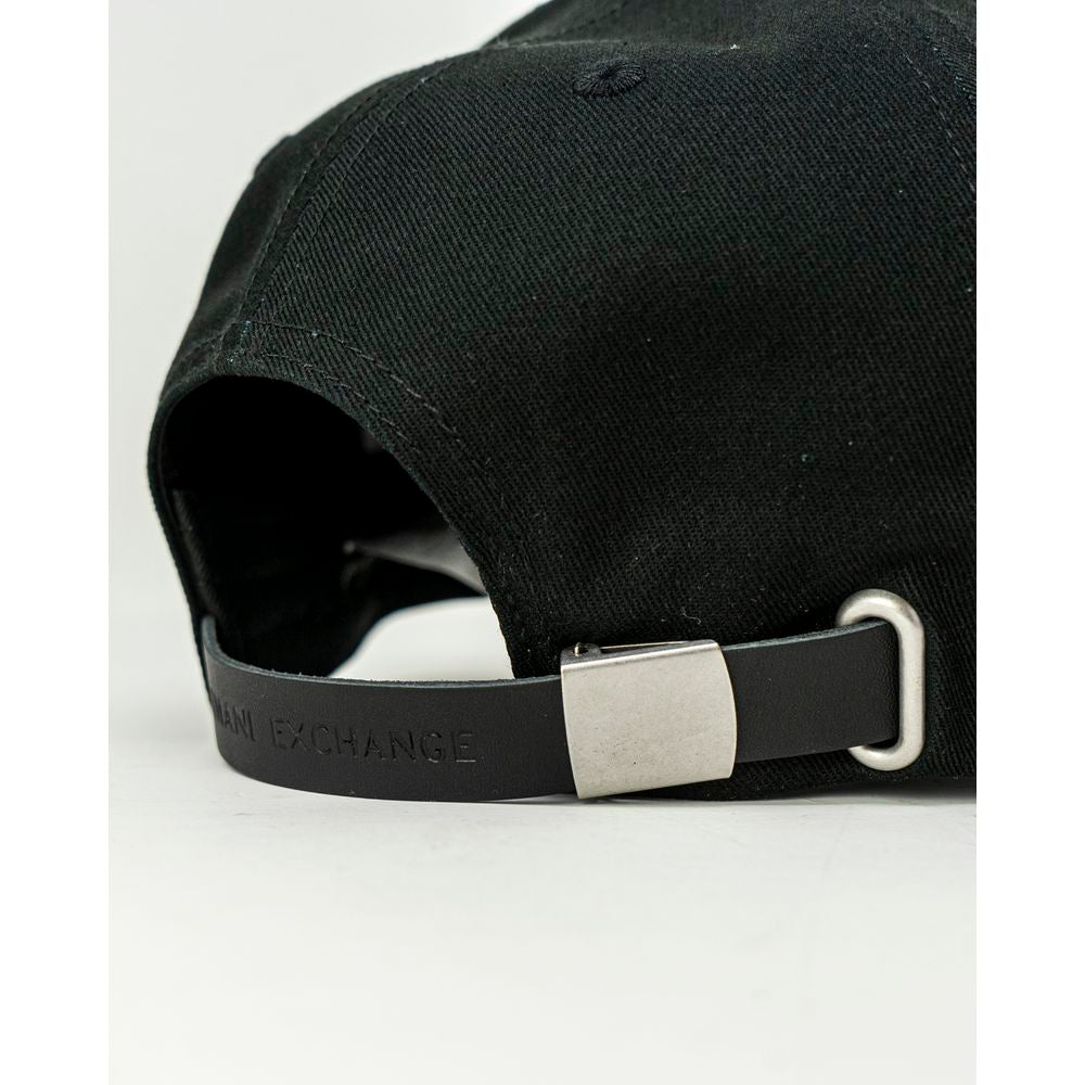 Armani Exchange Black Cotton Caps Baseball Hat