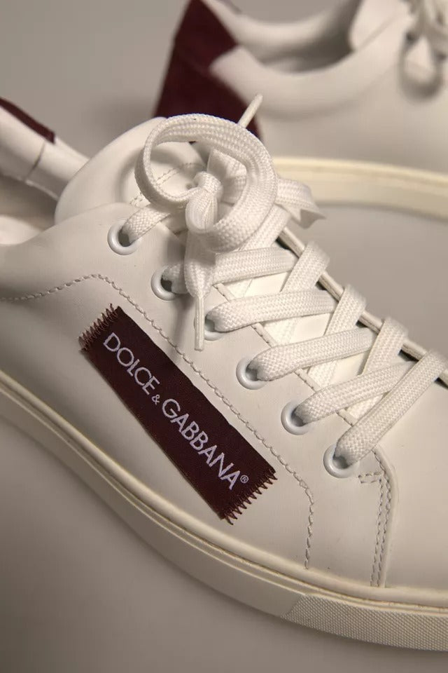 Dolce & Gabbana White Suede Leather Low Top Sneakers Shoes
