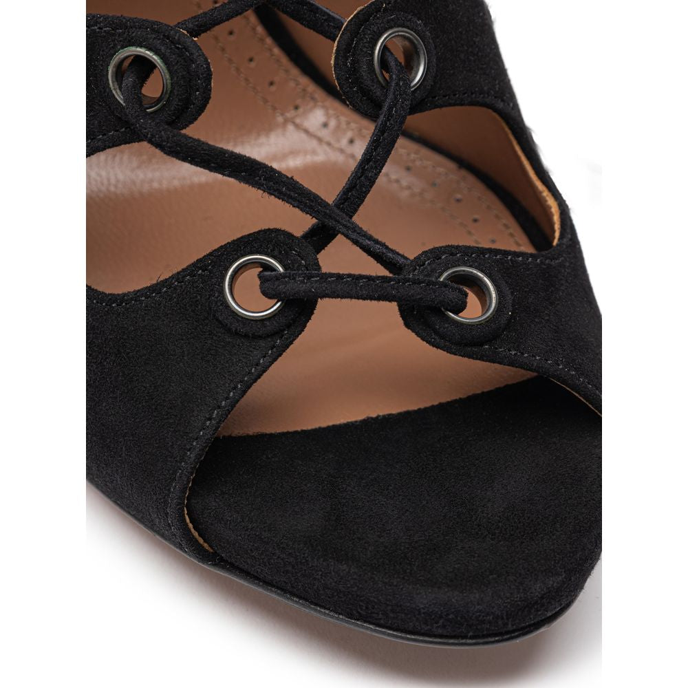 Alaïa Black Suede Leather Sandal