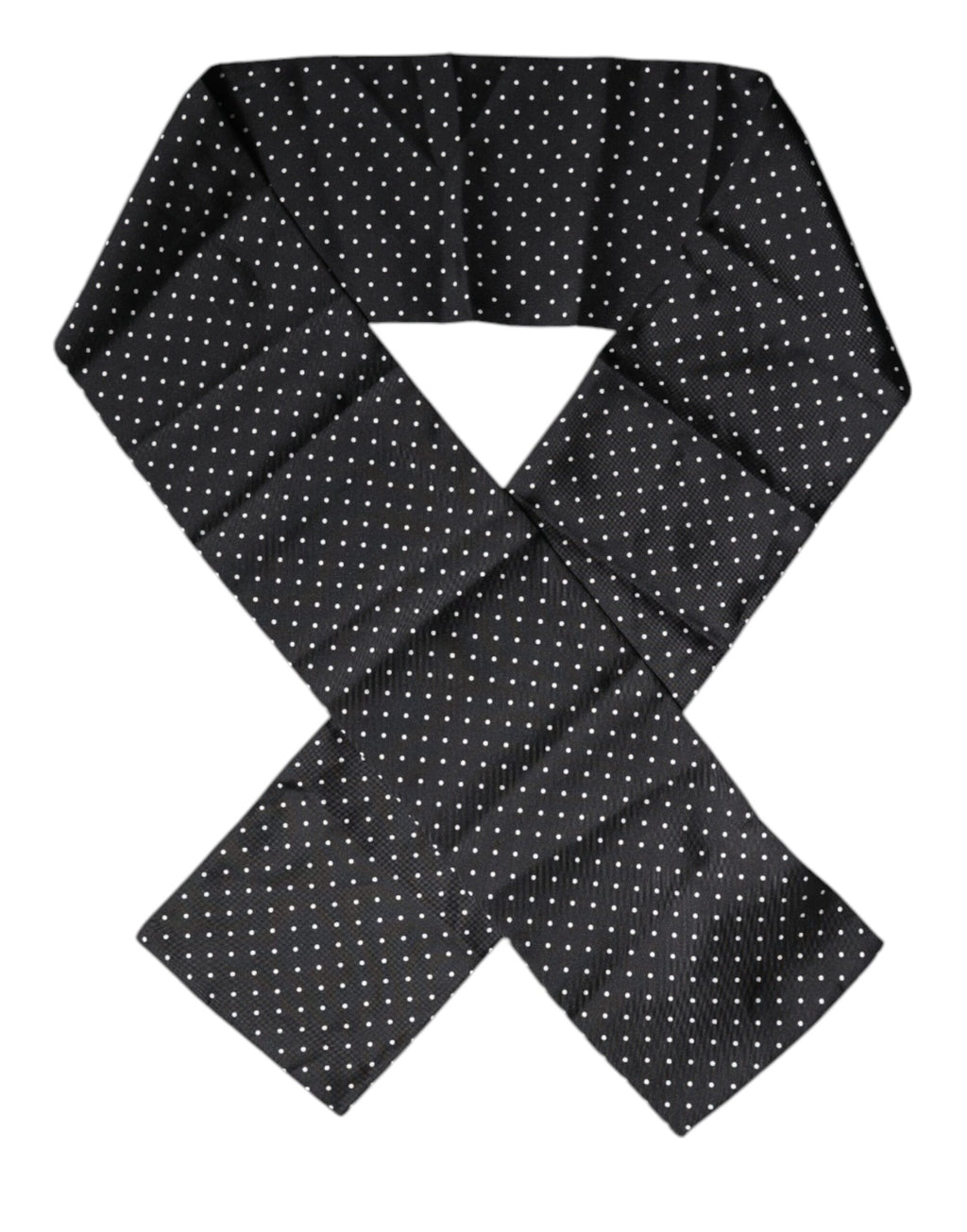 Dolce & Gabbana Black Polka Dots Silk Skinny Neck Wrap Scarf