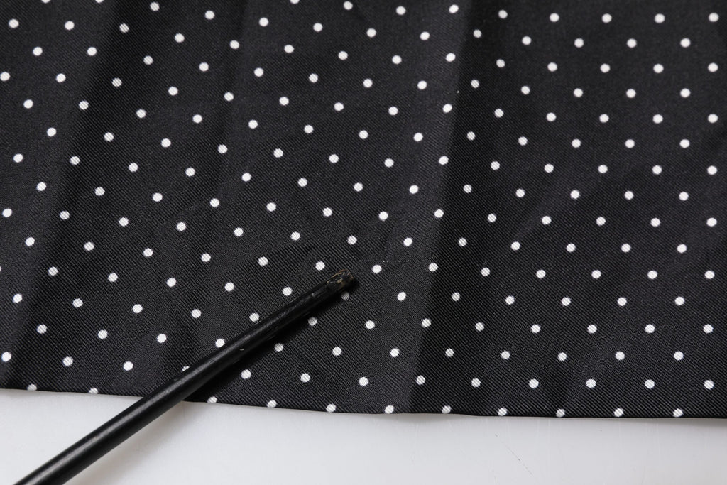 Dolce & Gabbana Black Polka Dots Silk Skinny Neck Wrap Scarf