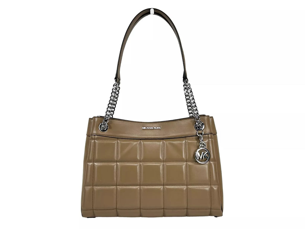 Michael Kors Susan Medium Chain Shoulder Tote Bag Driftwood