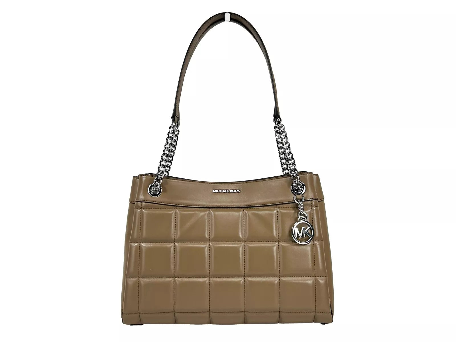 Michael Kors Susan Medium Chain Shoulder Tote Bag Driftwood