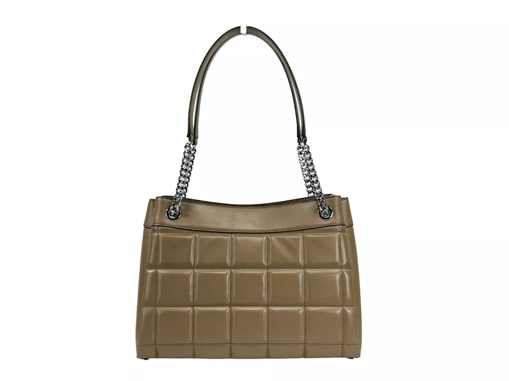 Michael Kors Susan Medium Chain Shoulder Tote Bag Driftwood