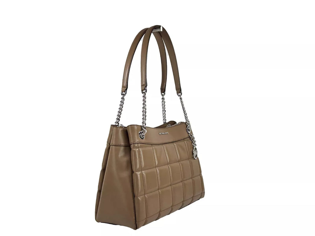 Michael Kors Susan Medium Chain Shoulder Tote Bag Driftwood