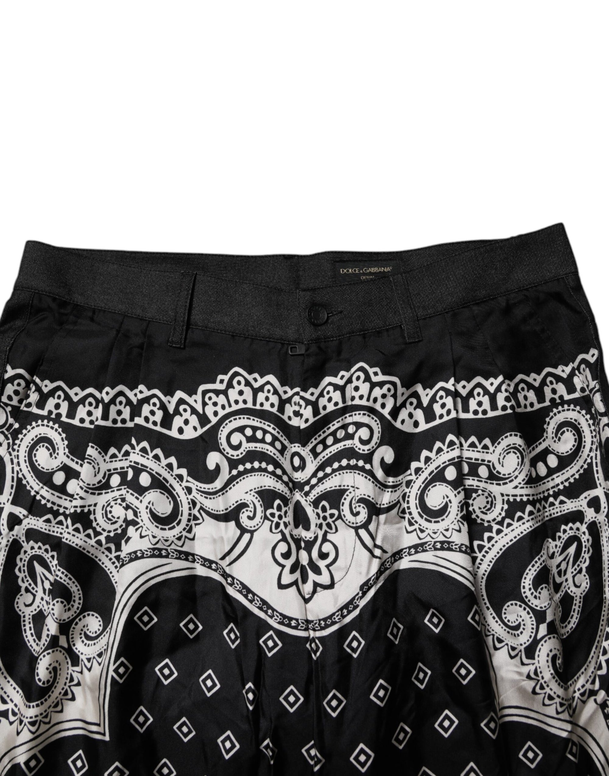 Dolce & Gabbana Black Bandana Cotton Skinny Denim Jeans