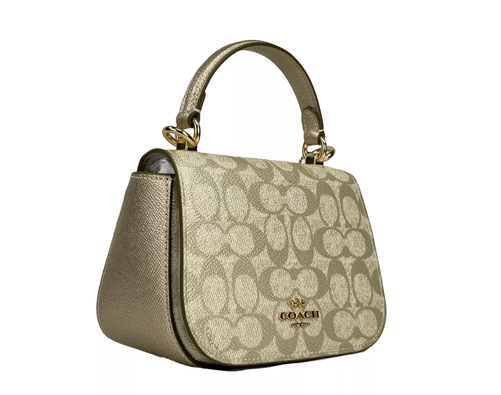COACH Lysa Top Handle Bag Crossbody Champagne Gold