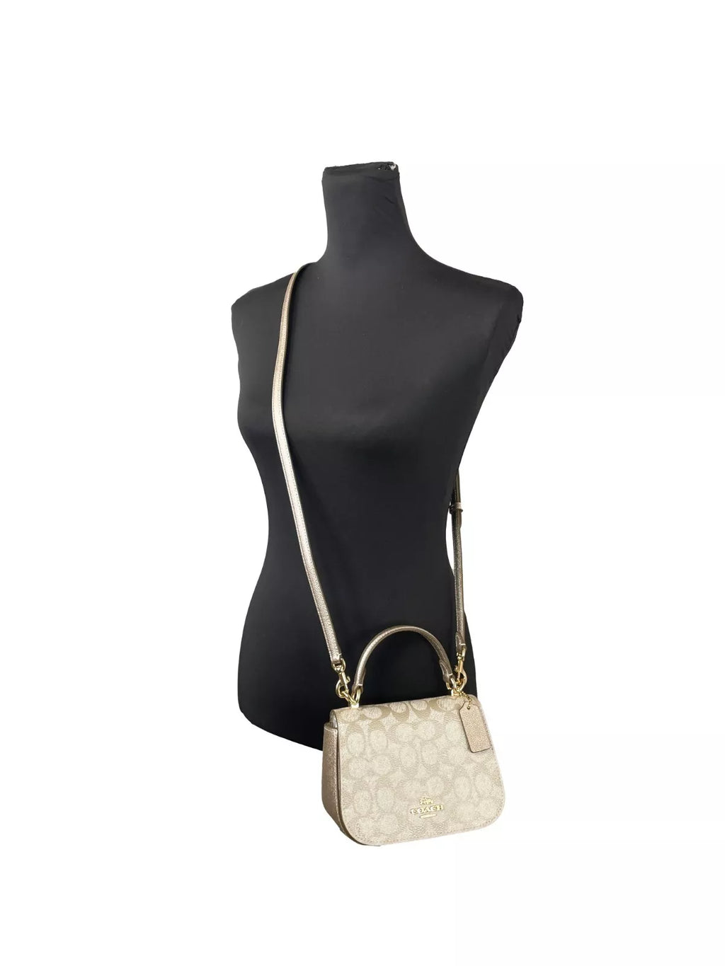 COACH Lysa Top Handle Bag Crossbody Champagne Gold