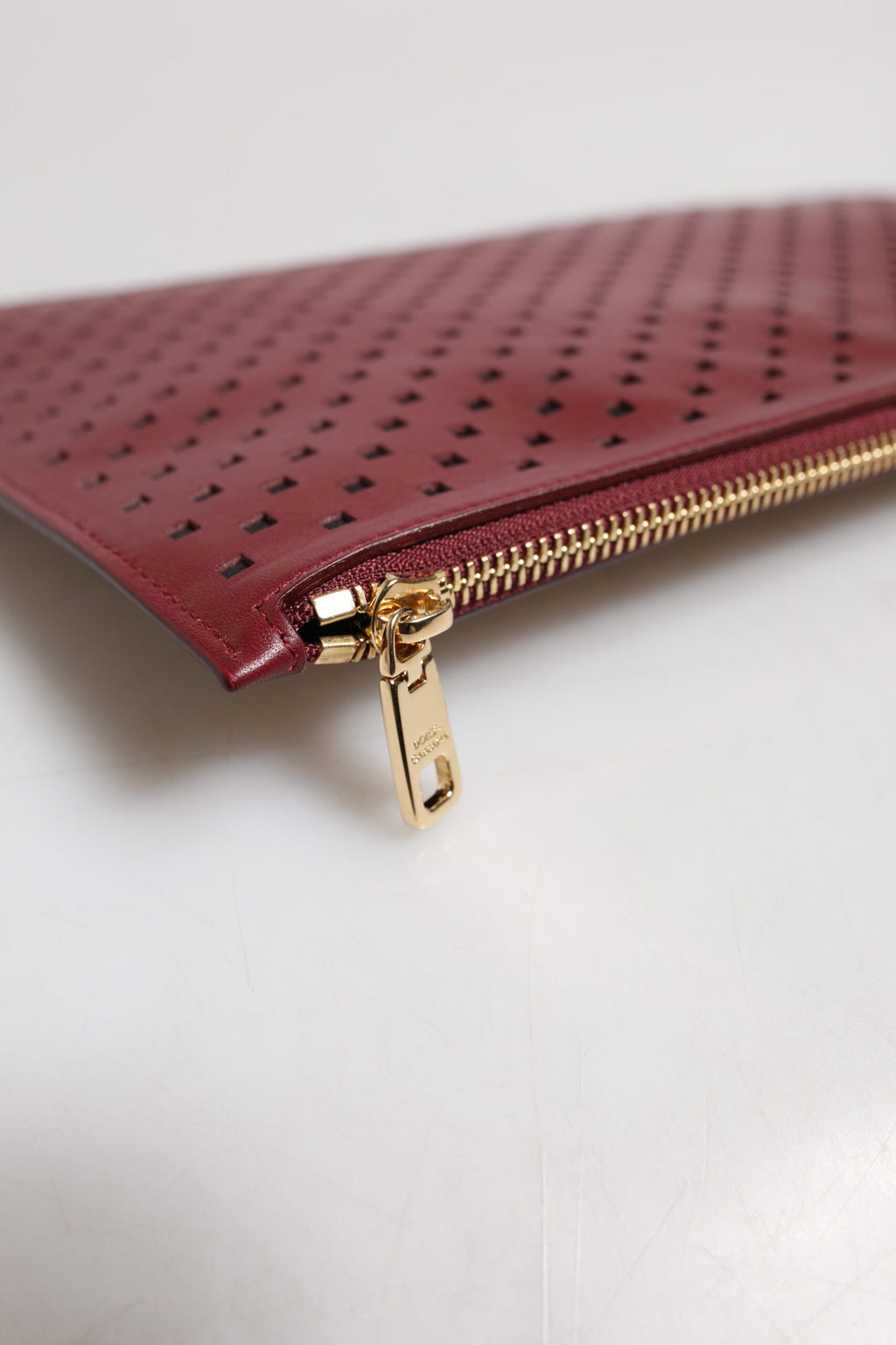 Dolce & Gabbana Burgundy Black Logo Embellished Men Zip Flat Pouch Bag