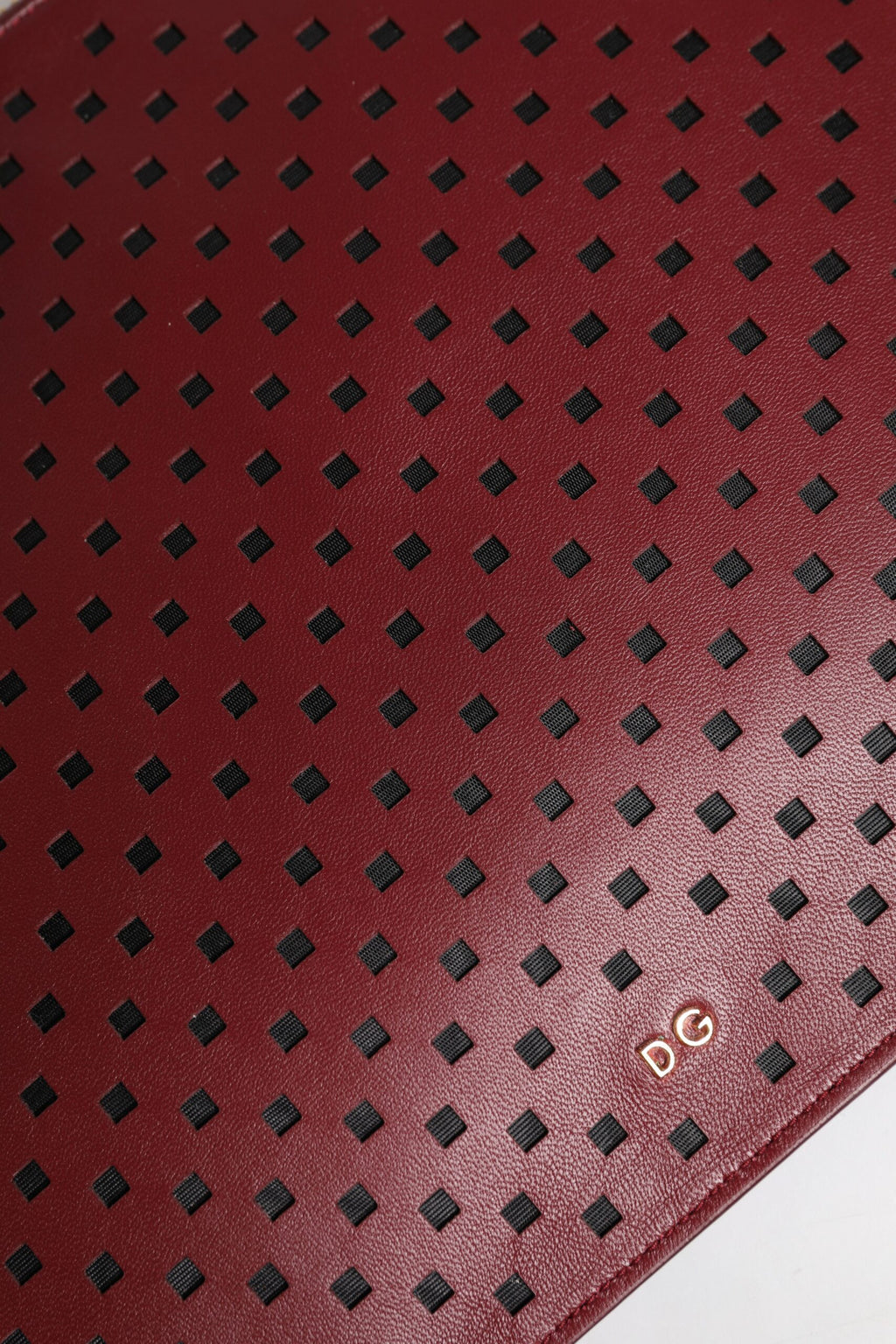 Dolce & Gabbana Burgundy Black Logo Embellished Men Zip Flat Pouch Bag