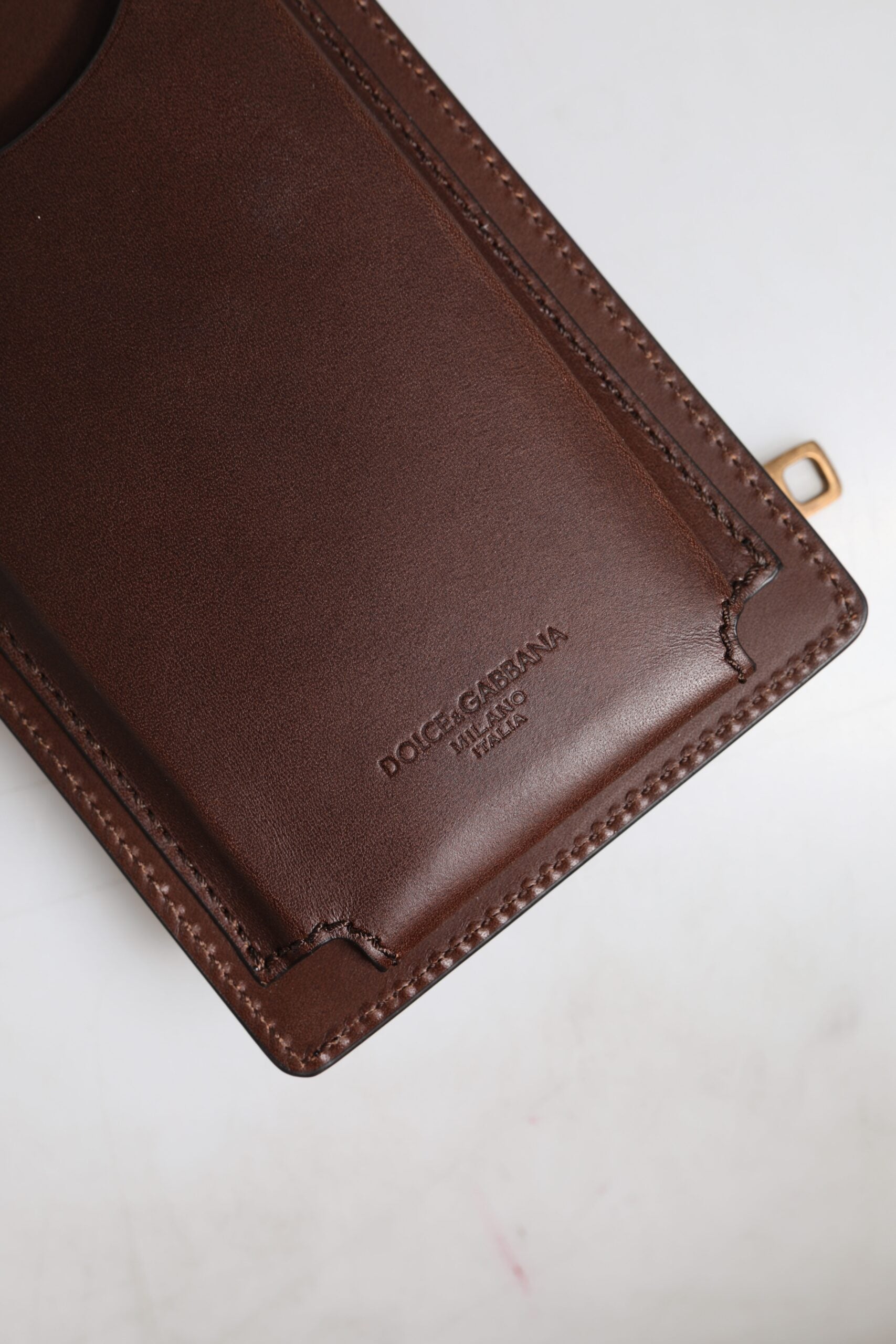 Dolce & Gabbana Brown Leather Neck Strap Cross Body Sling Bag