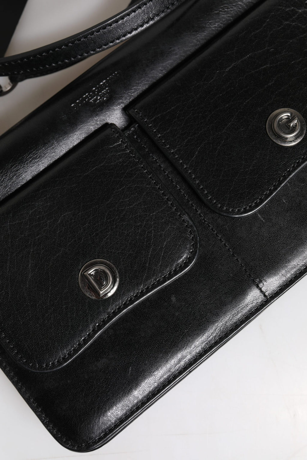 Dolce & Gabbana Black Leather Logo Purse Shoulder Crossbody Bag