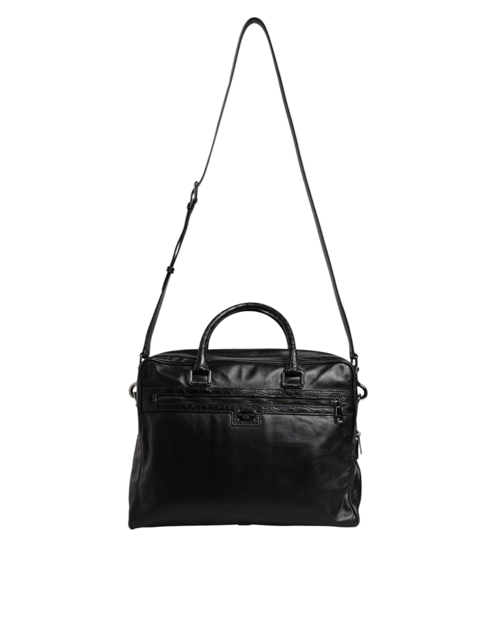 Dolce & Gabbana Black Leather Messenger Shoulder Strap Bag