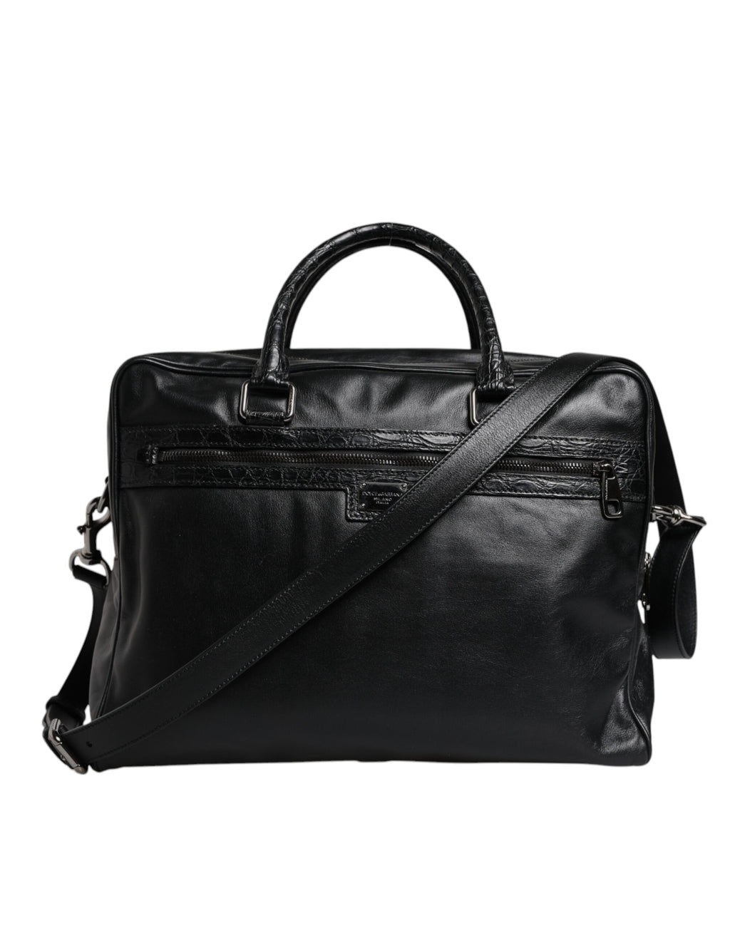 Dolce & Gabbana Black Leather Messenger Shoulder Strap Bag