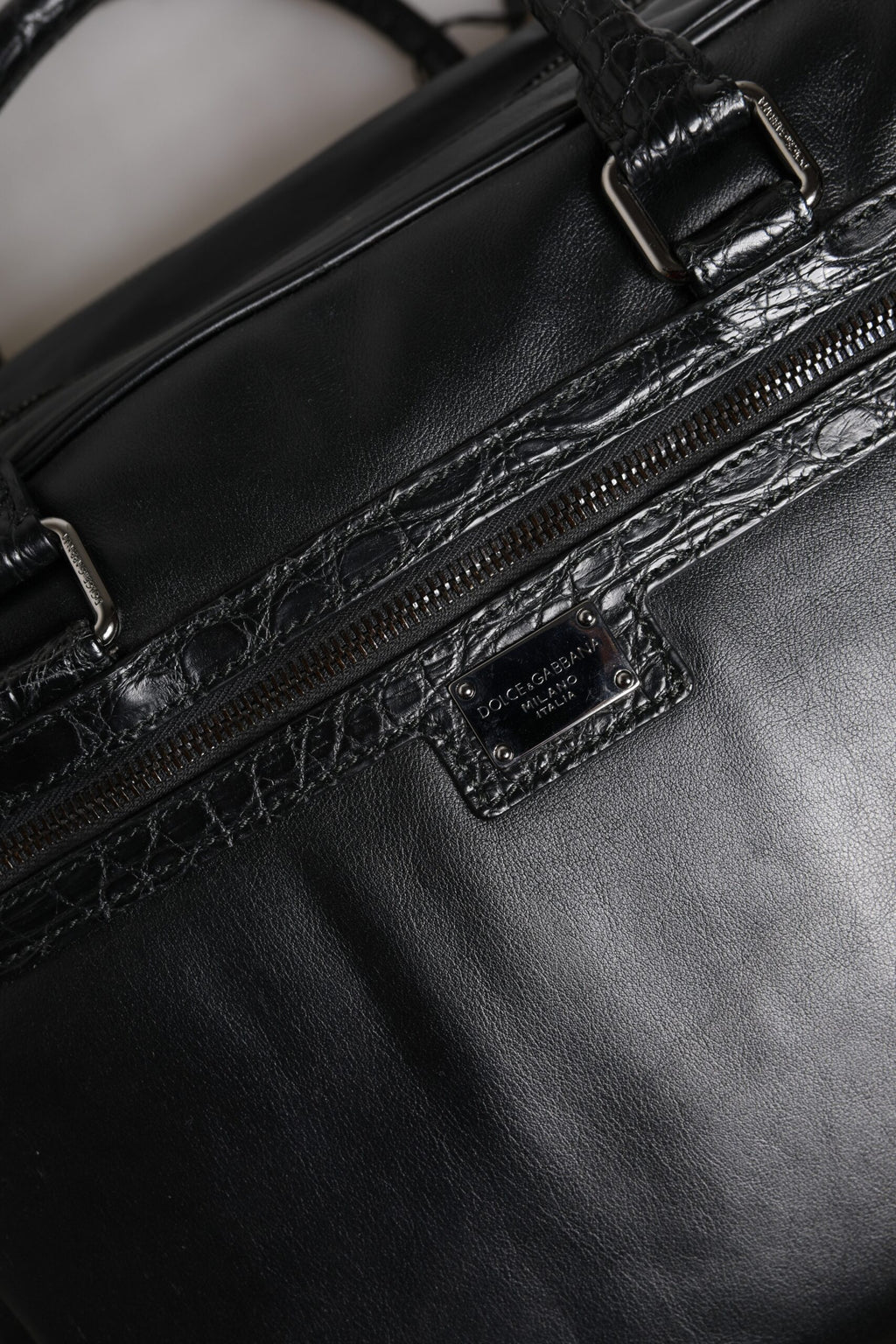 Dolce & Gabbana Black Leather Messenger Shoulder Strap Bag