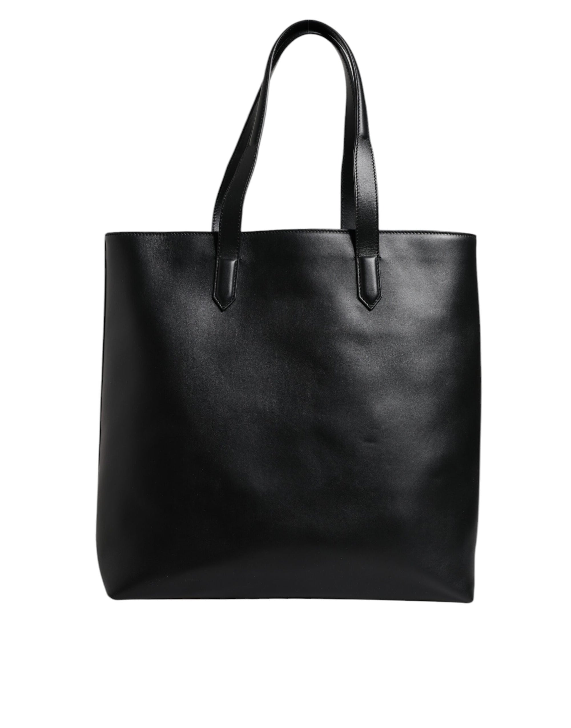 Dolce & Gabbana Black Calf Leather Shopping Tote Shoulder Bag