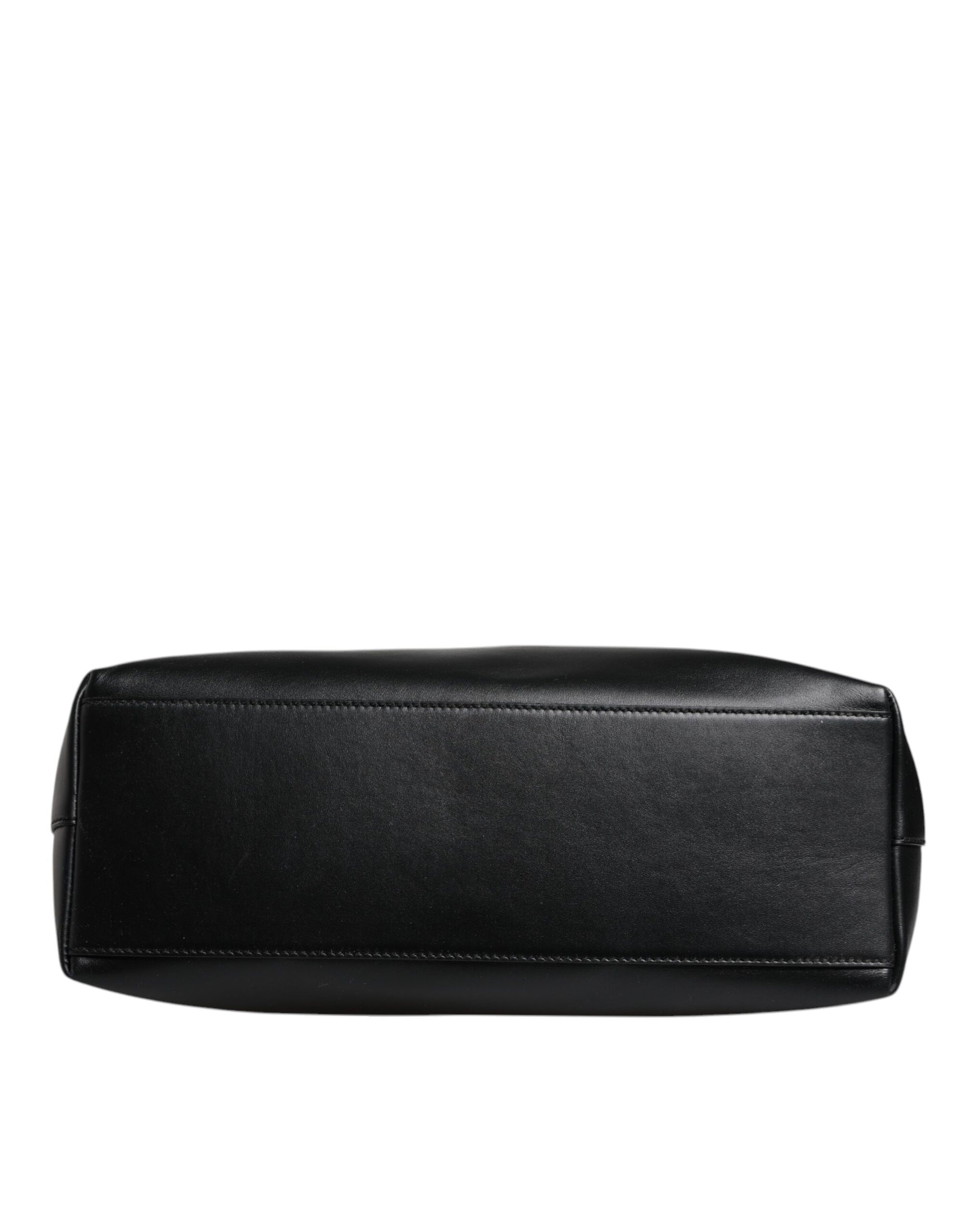 Dolce & Gabbana Black Calf Leather Shopping Tote Shoulder Bag