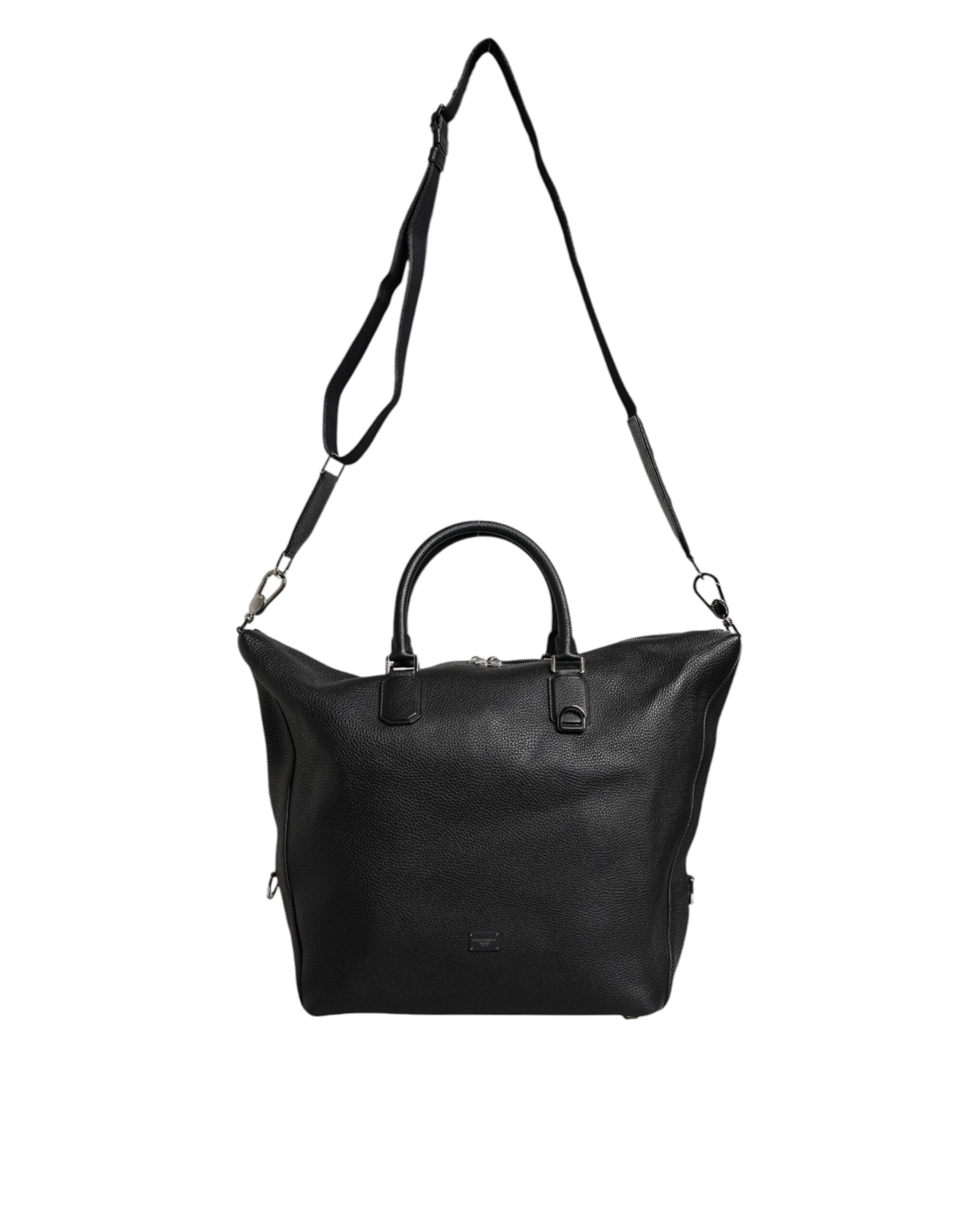 Dolce & Gabbana Black Calfskin Leather Hand Shoulder Duffle Bag