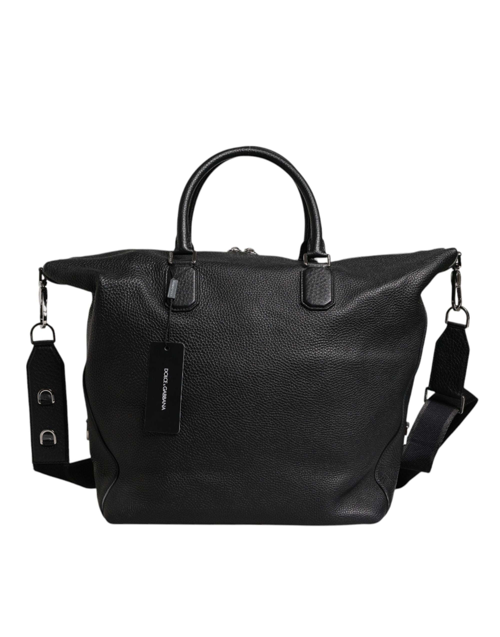 Dolce & Gabbana Black Calfskin Leather Hand Shoulder Duffle Bag