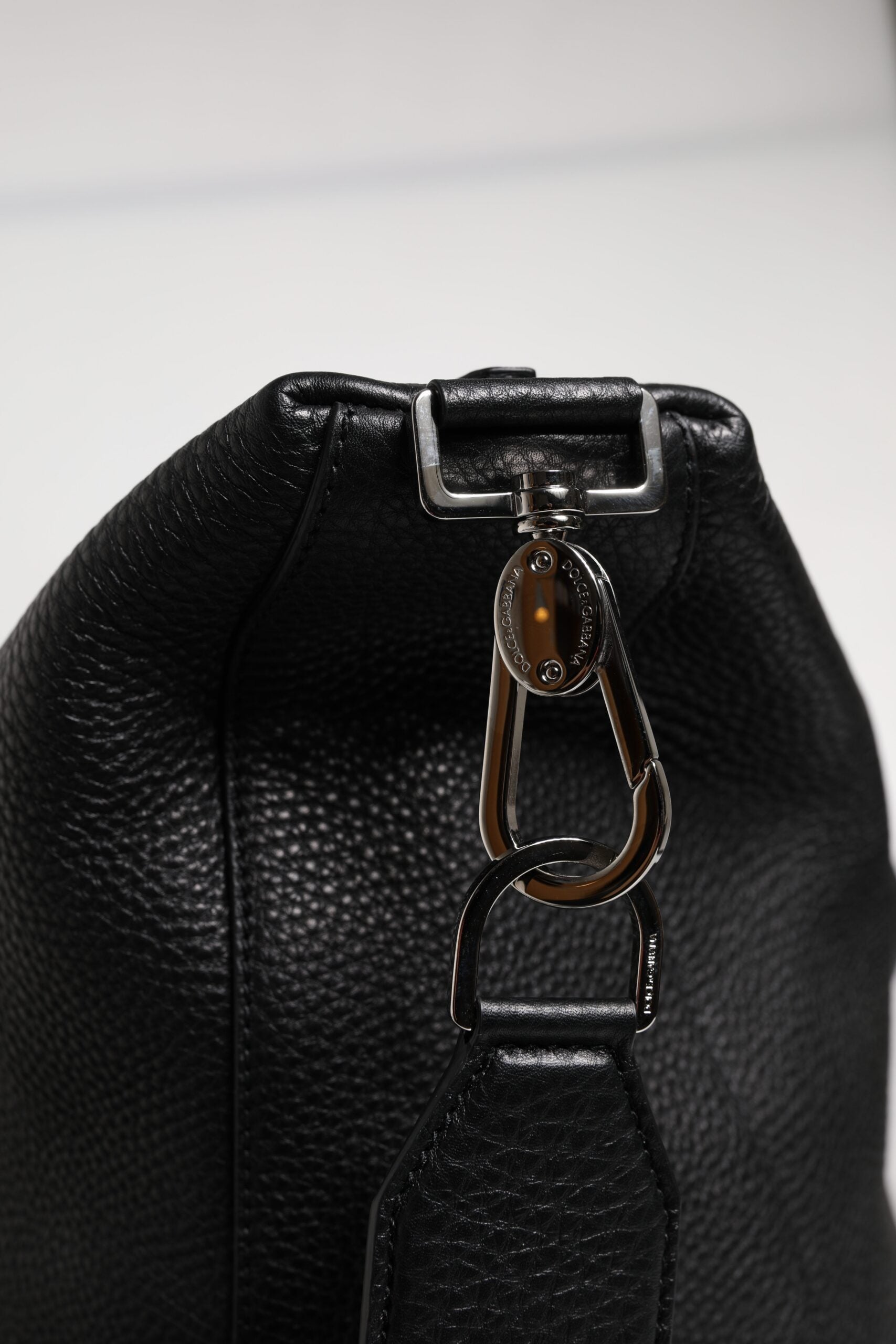 Dolce & Gabbana Black Calfskin Leather Hand Shoulder Duffle Bag