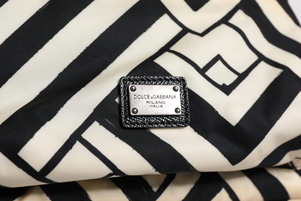 Dolce & Gabbana Black White Nylon Leather Travel Back Pack Bag
