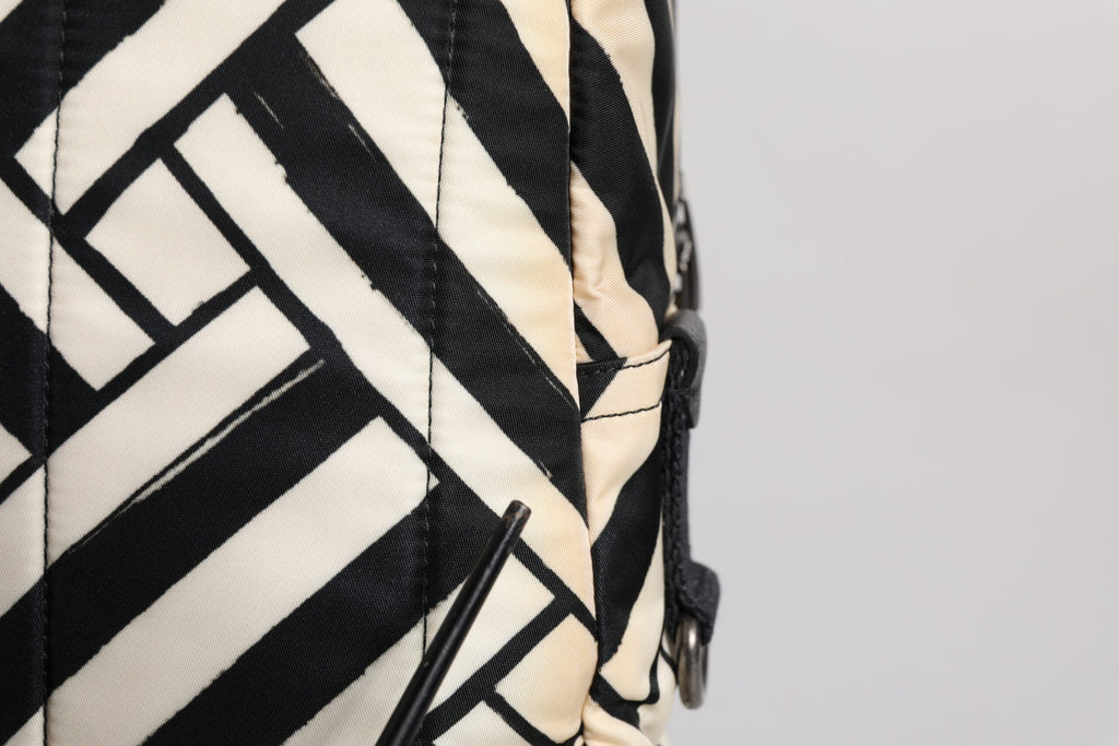 Dolce & Gabbana Black White Nylon Leather Travel Back Pack Bag