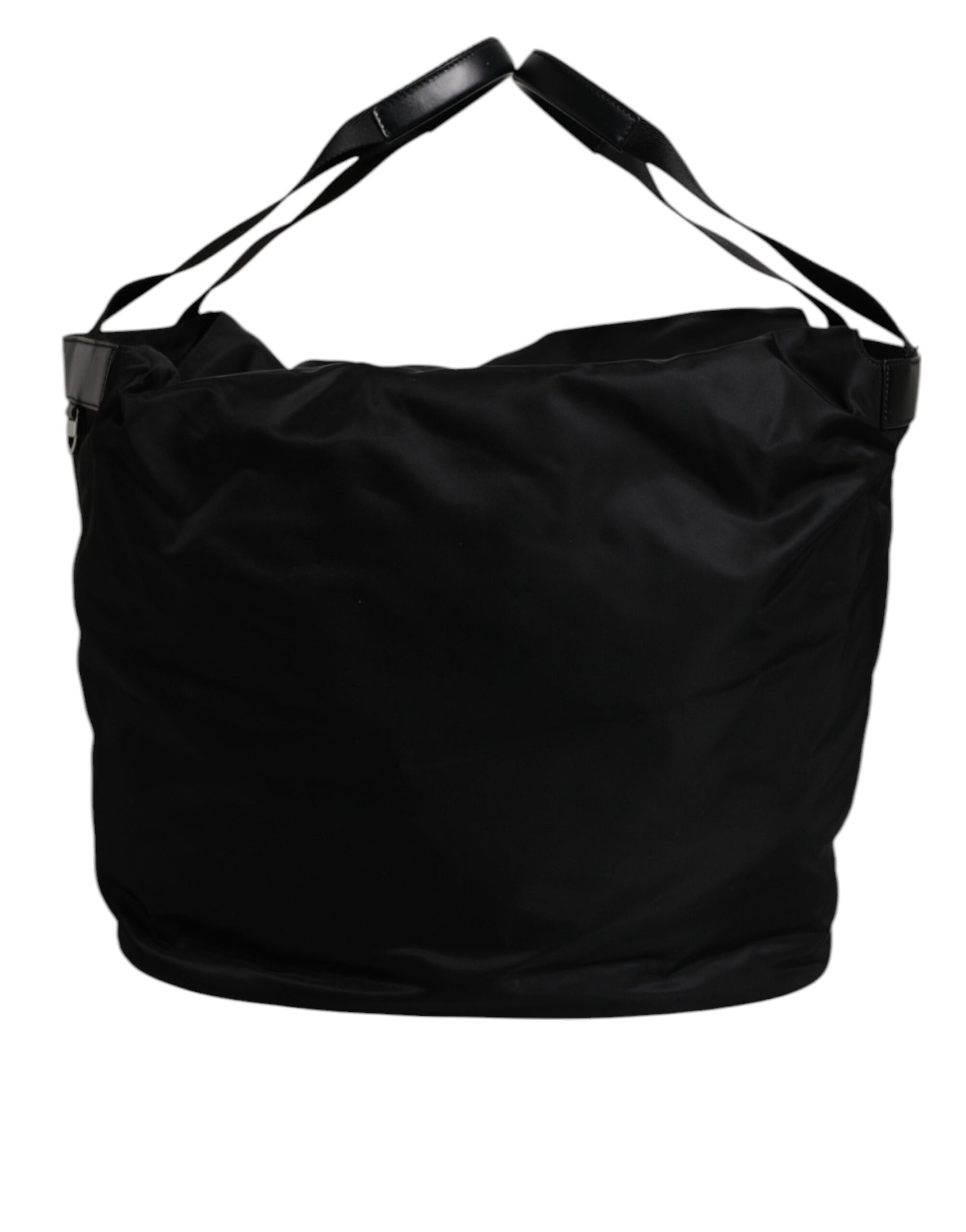 Dolce & Gabbana Black Nylon White Iconic Logo Shoulder Bucket Bag