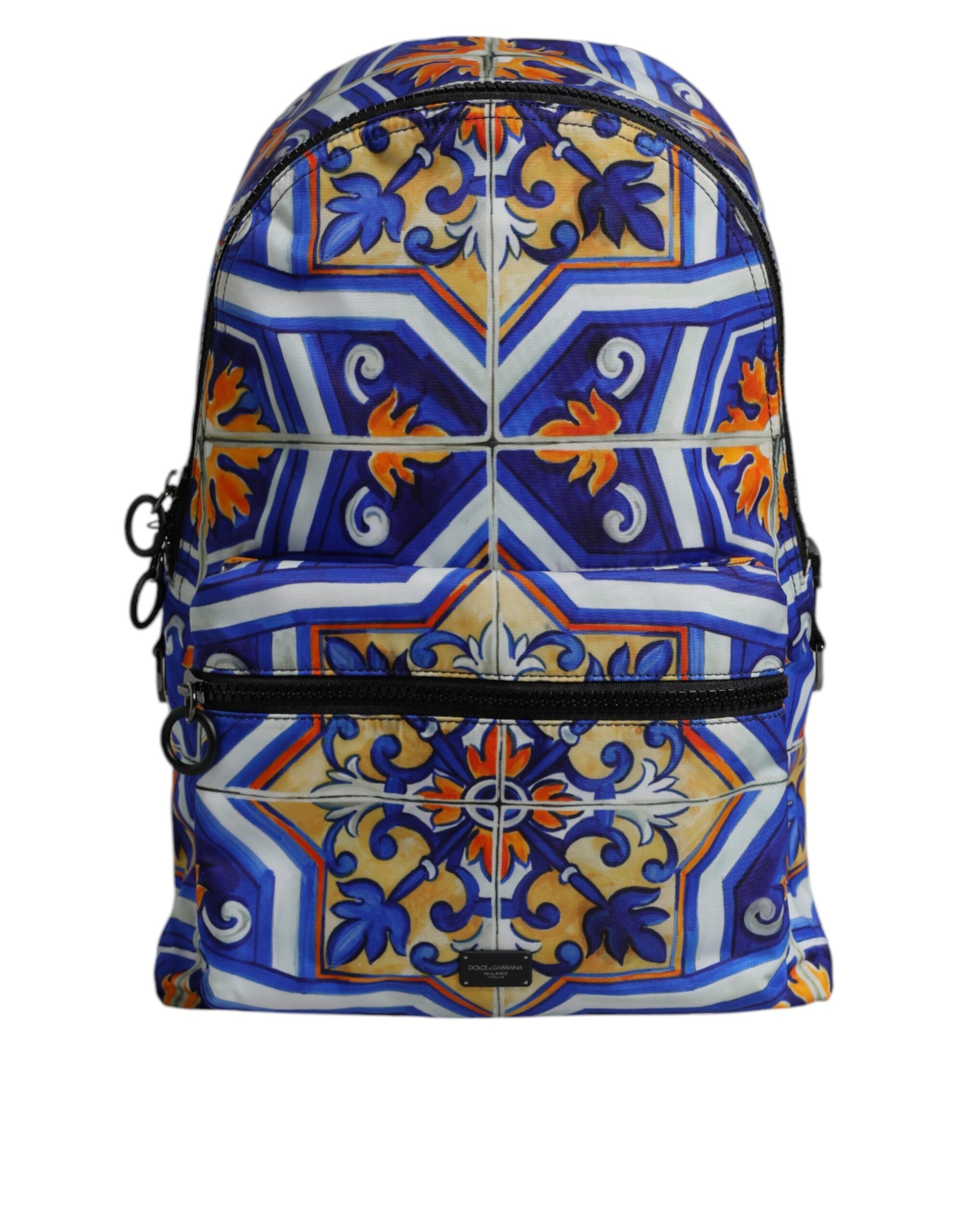 Dolce & Gabbana Multicolor Majolica Print Nylon Travel Backpack Bag