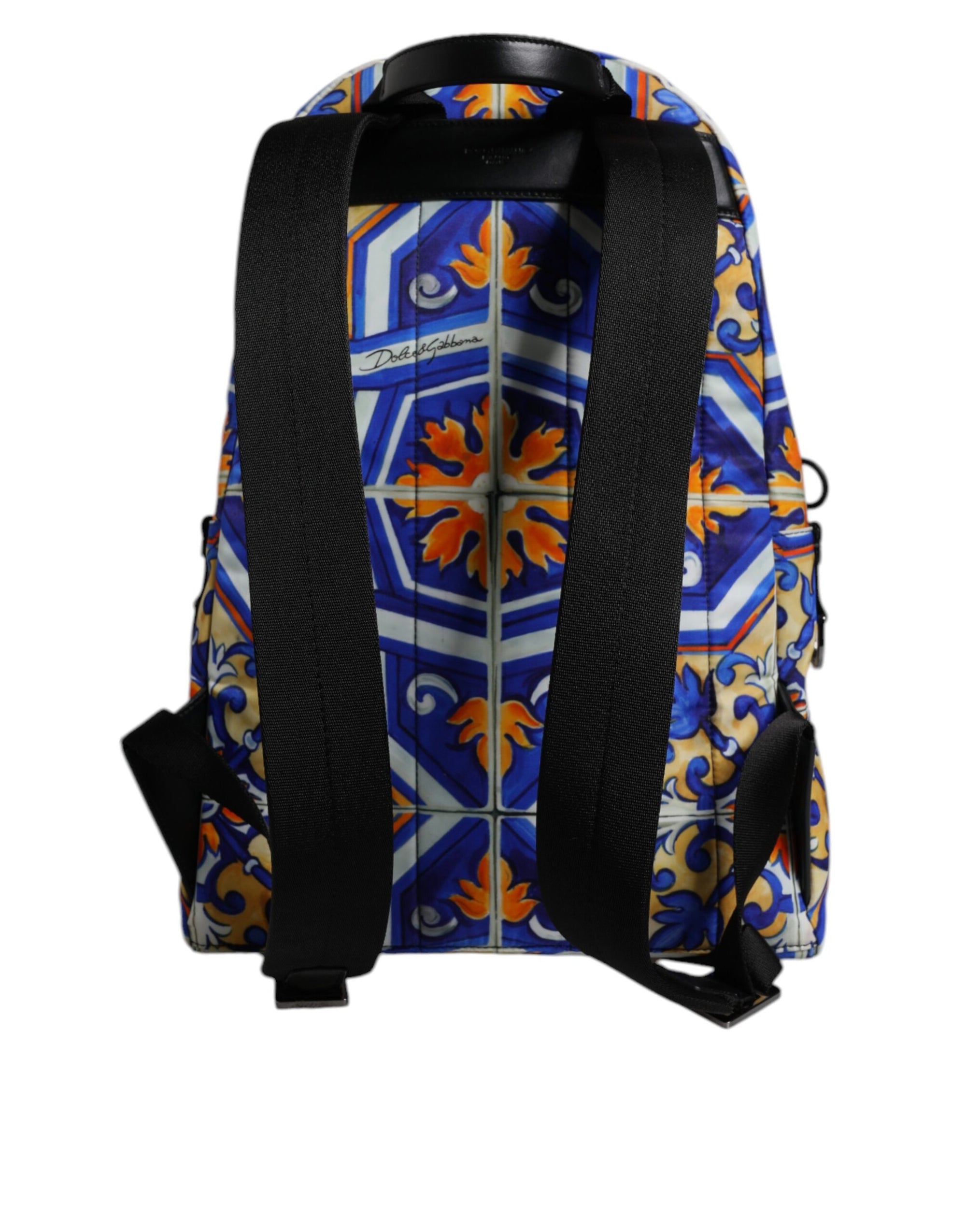 Dolce & Gabbana Multicolor Majolica Print Nylon Travel Backpack Bag