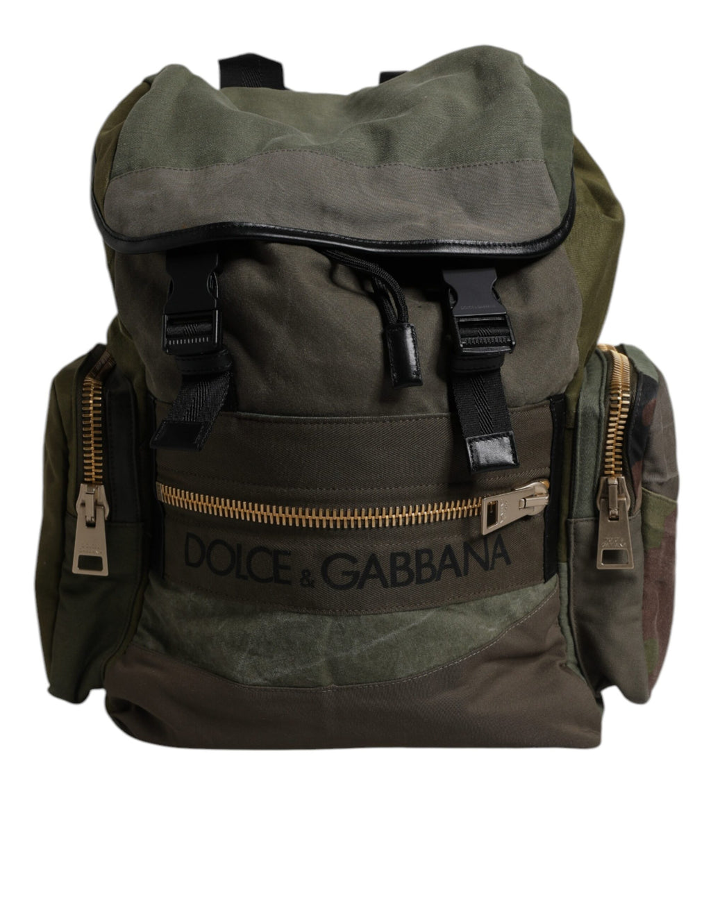 Dolce & Gabbana Military Green Patchwork School Backpack Bag