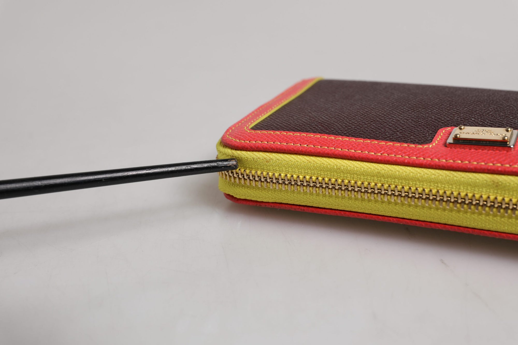 Dolce & Gabbana Brown Textured Leather Zip Around Continental Wallet