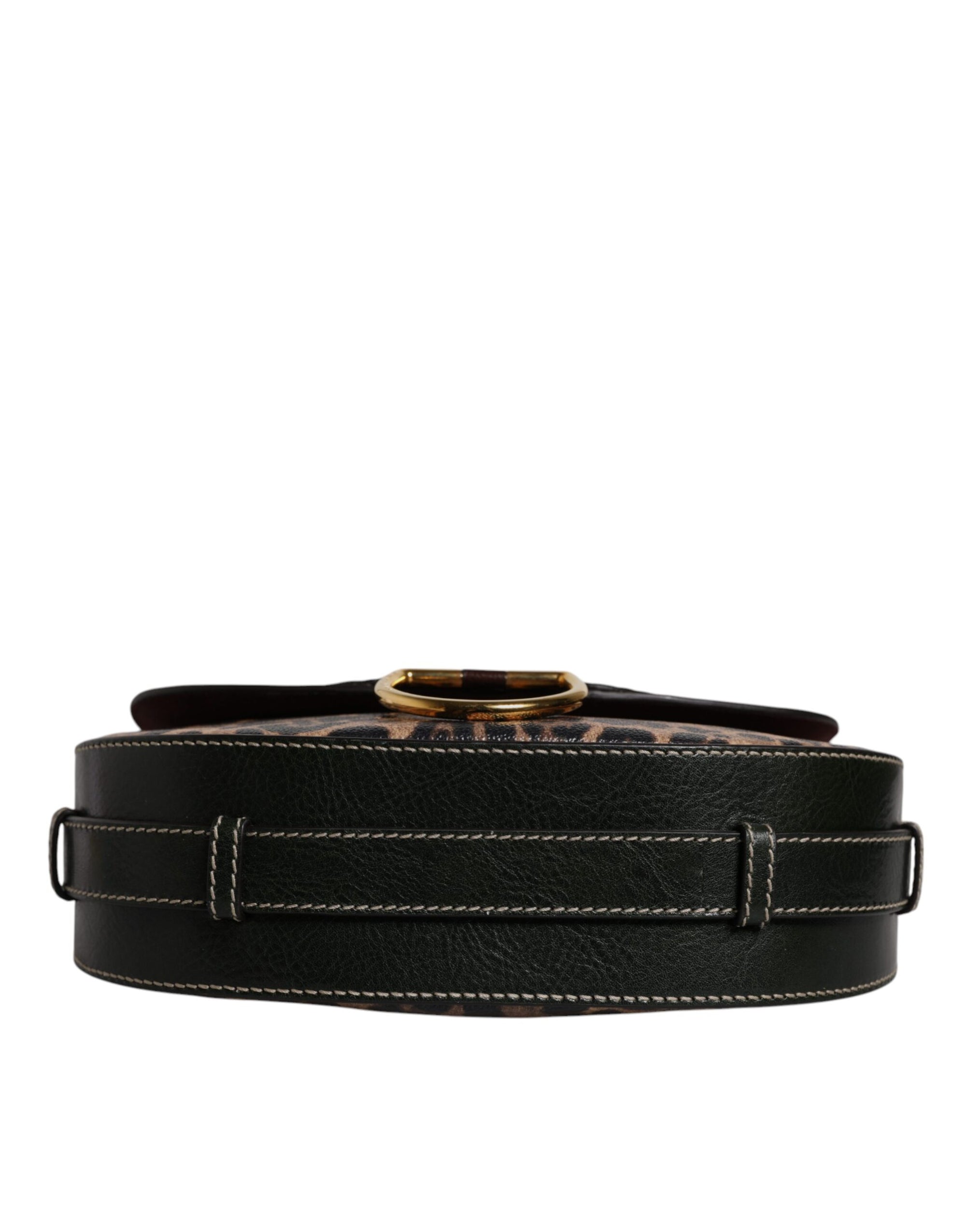 Dolce & Gabbana Black Brown Leopard Leather Shoulder Strap Bag
