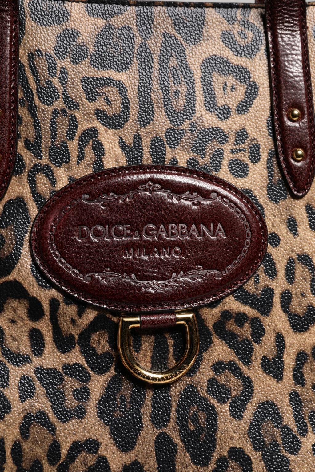 Dolce & Gabbana Brown Leopard Leather Shoulder Strap Tote Bag