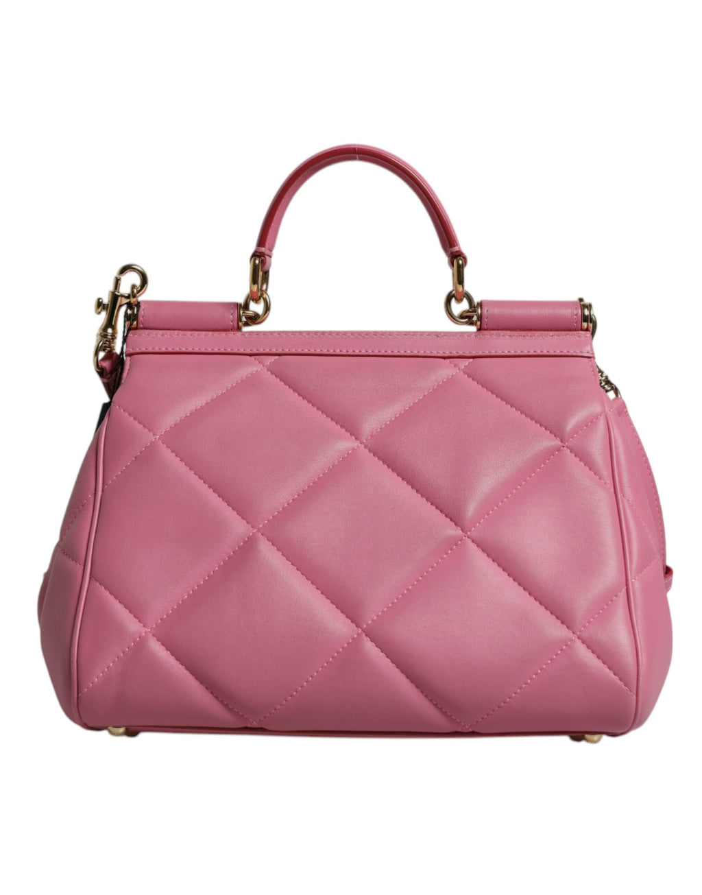 Dolce & Gabbana Pink Leather Sicily Logo Shoulder Satchel Bag