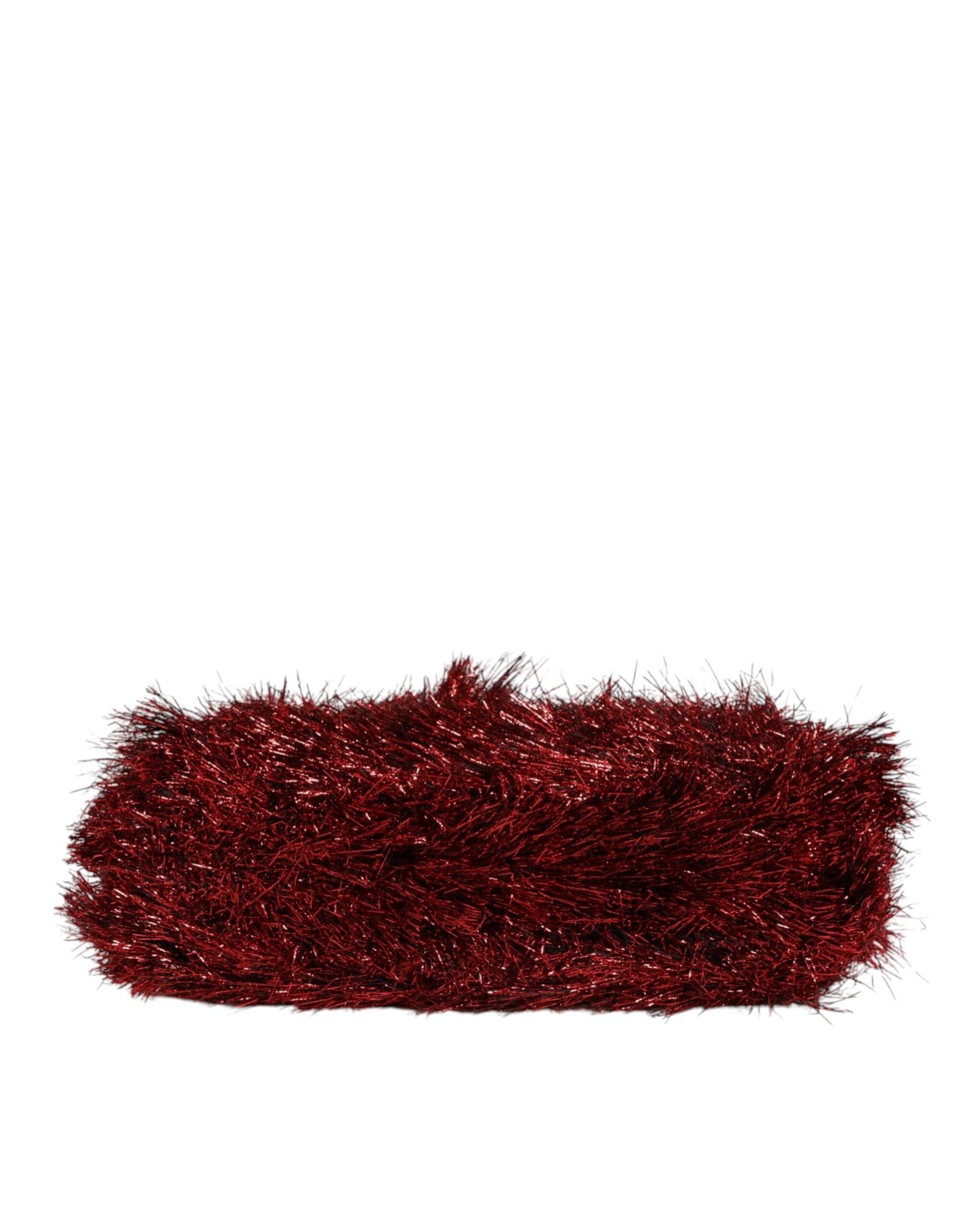 Dolce & Gabbana Red Gold Chain VANDA Tinsel Crystals Evening Clutch Bag