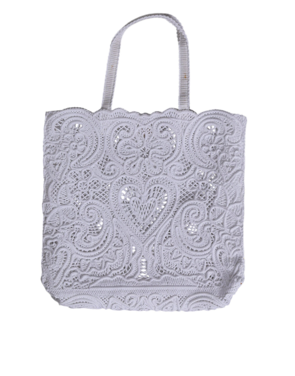 Dolce & Gabbana White Cordonetto Lace Beatrice Tote Shopping Bag