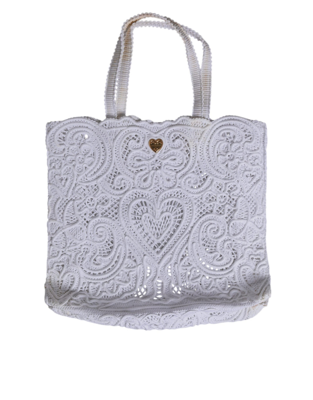 Dolce & Gabbana White Cordonetto Lace Beatrice Tote Shopping Bag