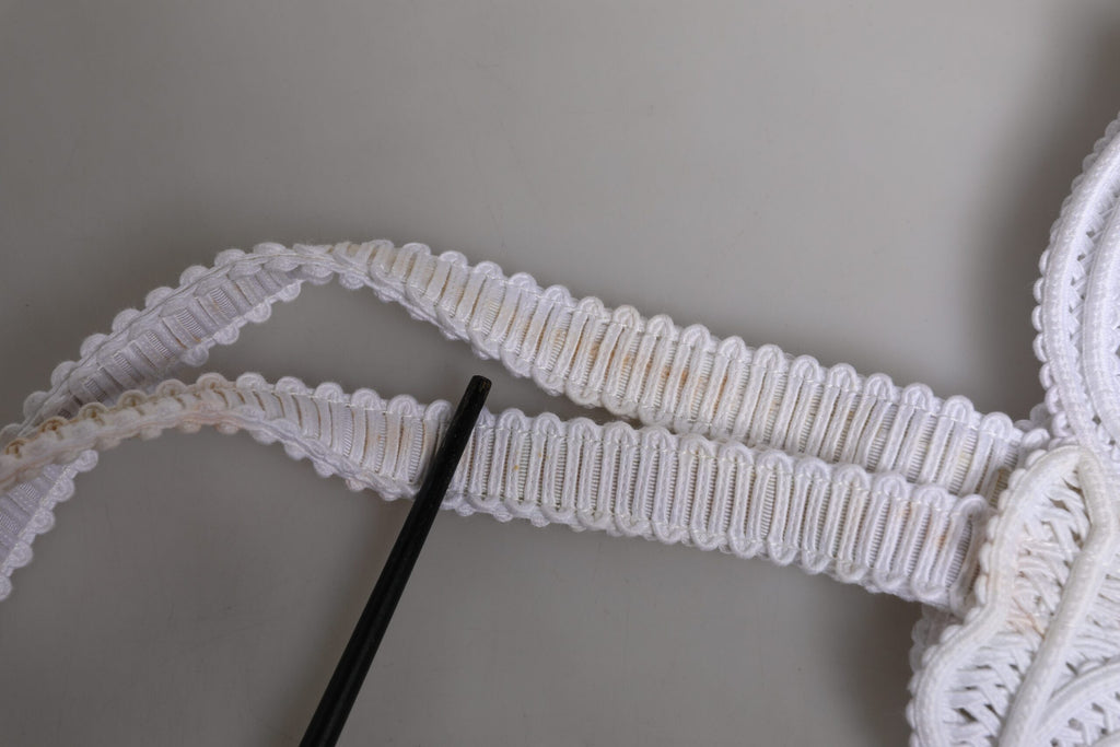 Dolce & Gabbana White Cordonetto Lace Beatrice Tote Shopping Bag