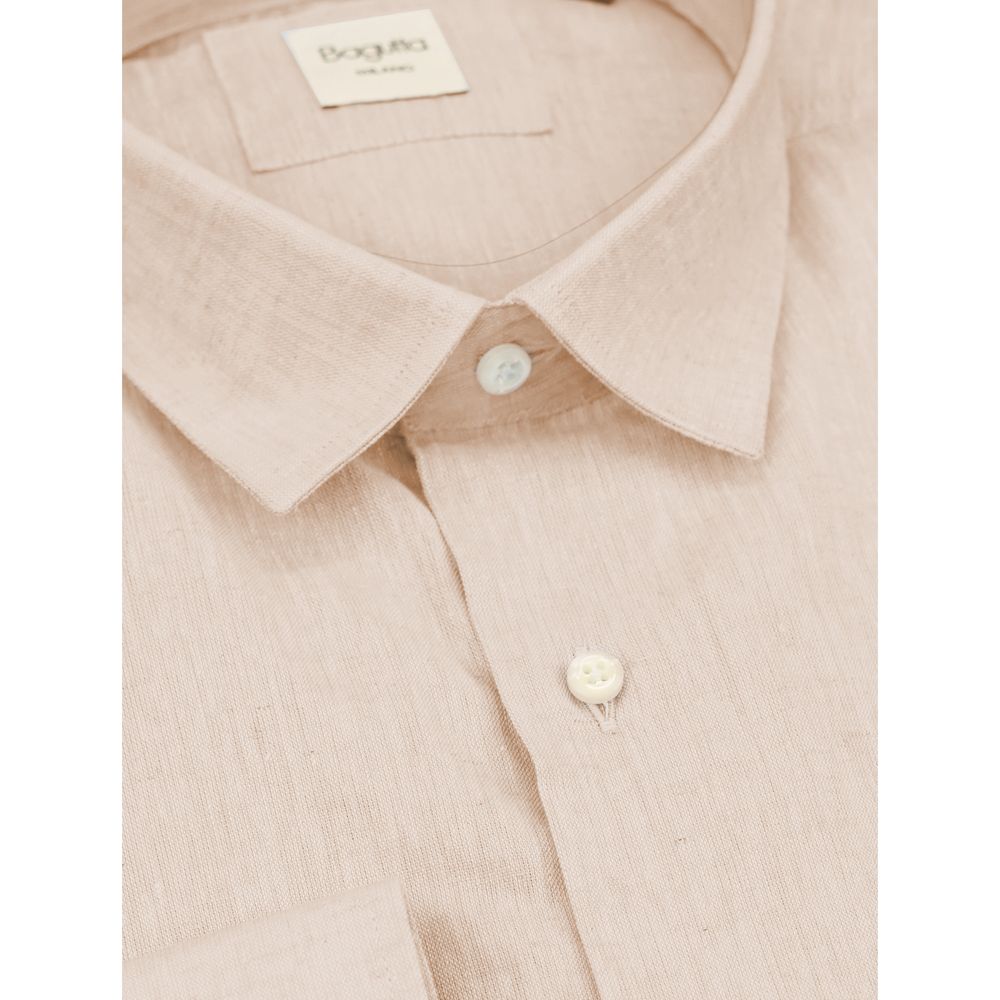 Bagutta Beige Linen Men Shirt