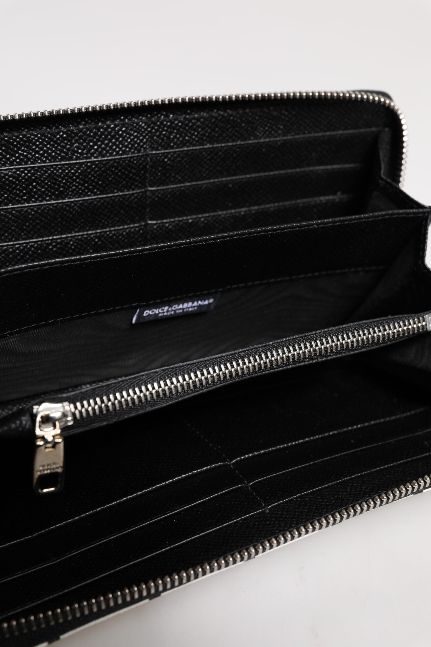 Dolce & Gabbana White Leather DG Crown Royals Continental Zip Around Wallet