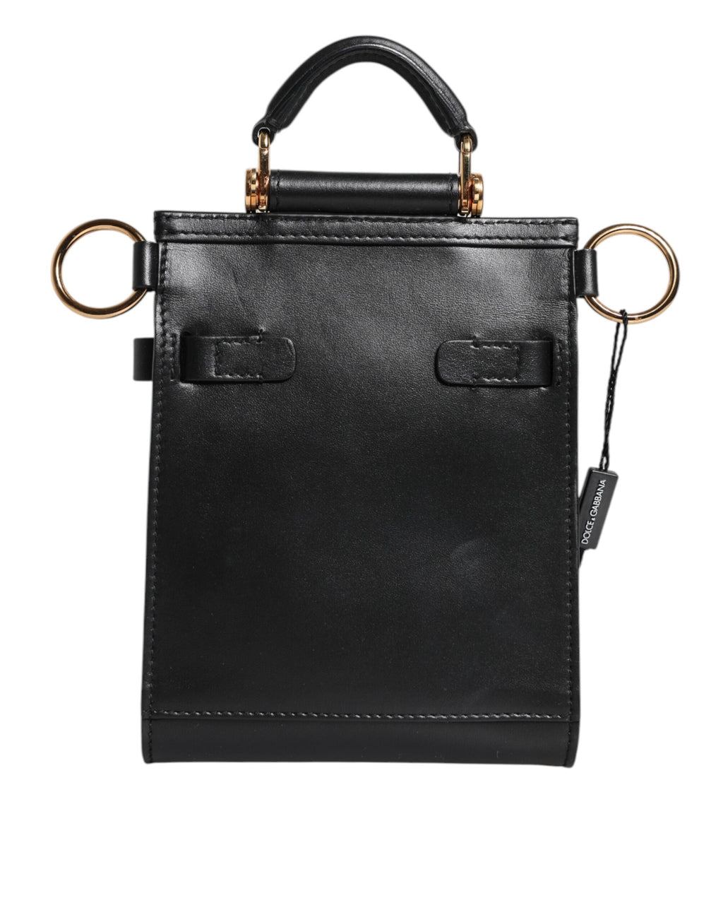 Dolce & Gabbana Black Calfskin Leather Logo Plaque Mini Bag