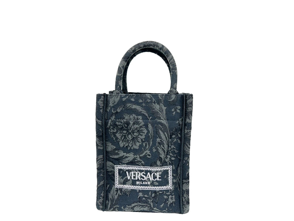 Versace Athena Barocco Mini Top Handle Tote Crossbody Bag Black