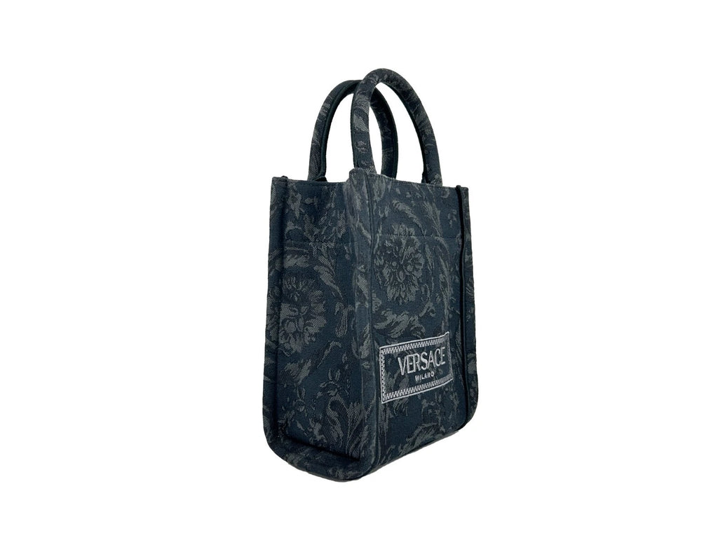 Versace Athena Barocco Mini Top Handle Tote Crossbody Bag Black